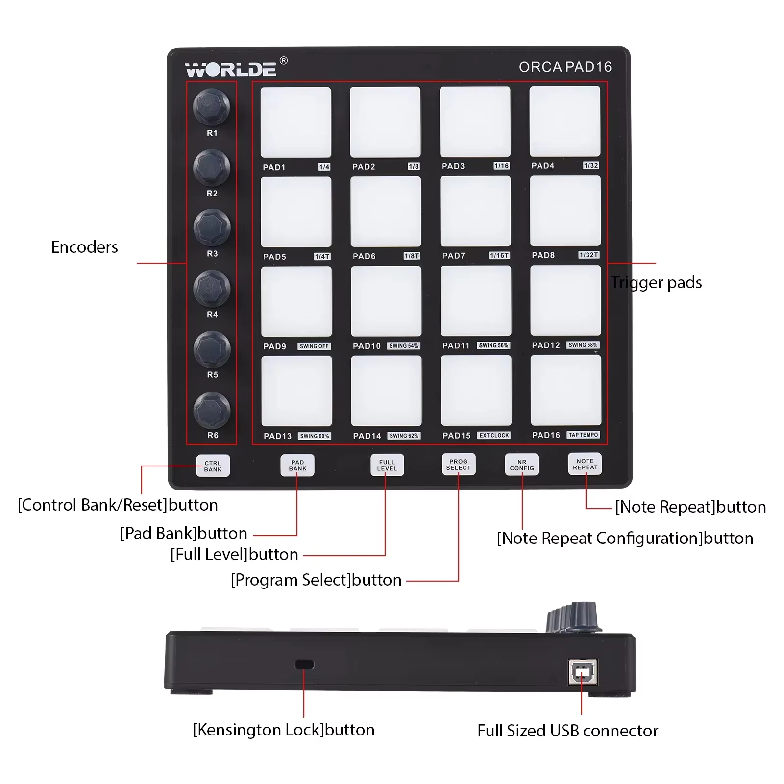 WORLDE ORCA PAD16 MIDI Kontrol - Midi Controller Pad incelemesi ve fiyatı