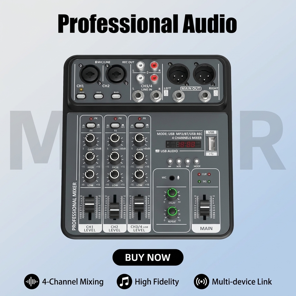 4 Kanallı Profesyonel Ses Miks - Audio Music Dj incelemesi ve fiyatı
